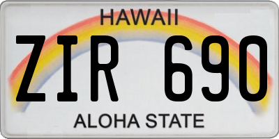 HI license plate ZIR690