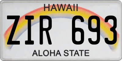 HI license plate ZIR693