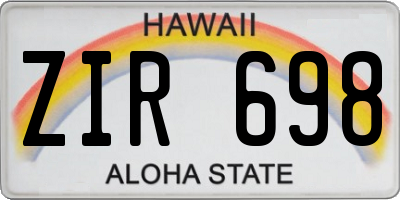 HI license plate ZIR698