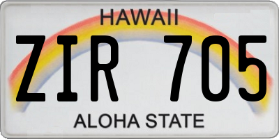 HI license plate ZIR705
