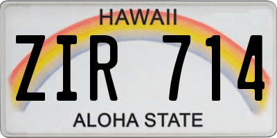 HI license plate ZIR714