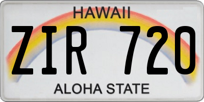 HI license plate ZIR720