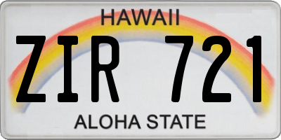 HI license plate ZIR721