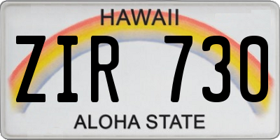 HI license plate ZIR730