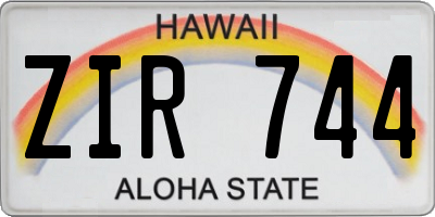 HI license plate ZIR744