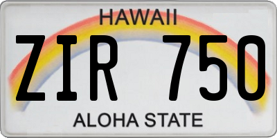 HI license plate ZIR750