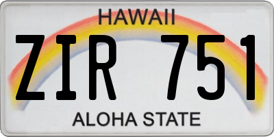 HI license plate ZIR751
