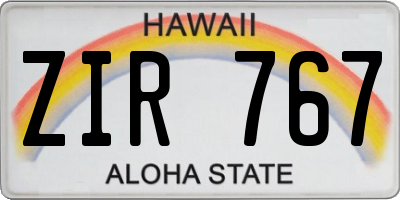 HI license plate ZIR767