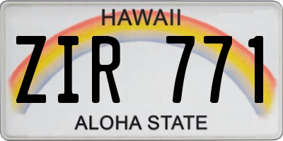 HI license plate ZIR771