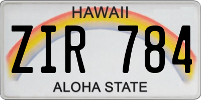 HI license plate ZIR784