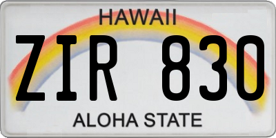 HI license plate ZIR830