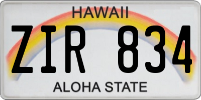 HI license plate ZIR834