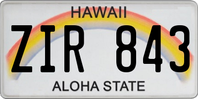 HI license plate ZIR843