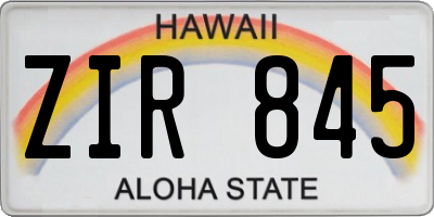 HI license plate ZIR845