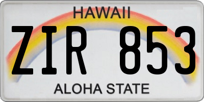 HI license plate ZIR853