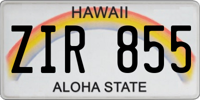HI license plate ZIR855