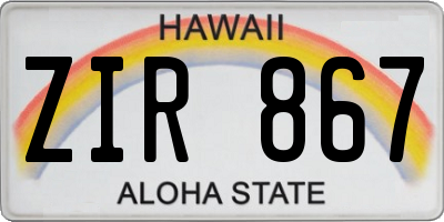 HI license plate ZIR867