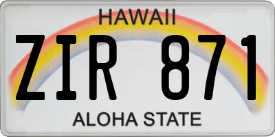 HI license plate ZIR871