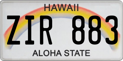 HI license plate ZIR883