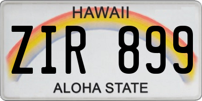 HI license plate ZIR899