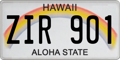 HI license plate ZIR901