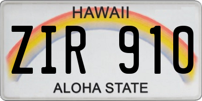 HI license plate ZIR910