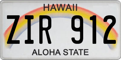 HI license plate ZIR912
