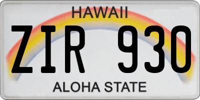 HI license plate ZIR930
