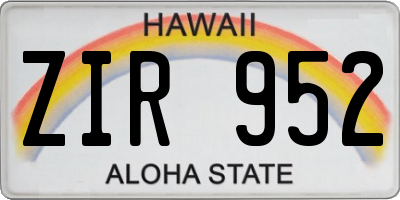 HI license plate ZIR952