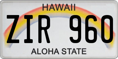 HI license plate ZIR960