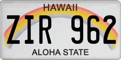 HI license plate ZIR962
