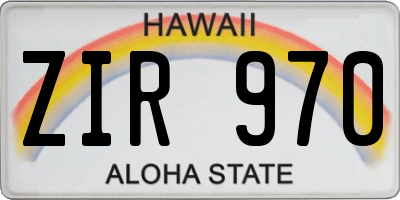 HI license plate ZIR970