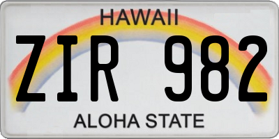 HI license plate ZIR982