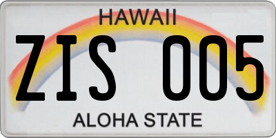 HI license plate ZIS005