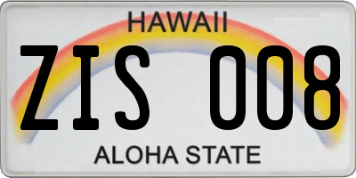 HI license plate ZIS008