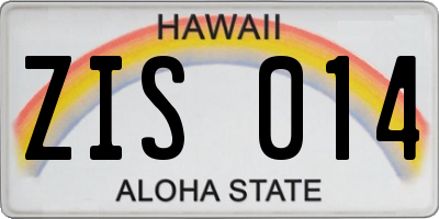 HI license plate ZIS014