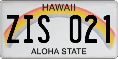 HI license plate ZIS021