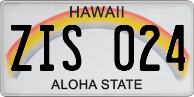 HI license plate ZIS024