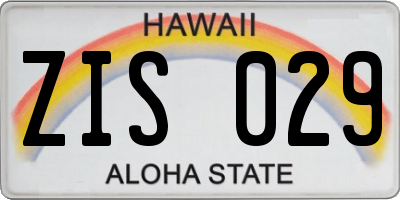 HI license plate ZIS029
