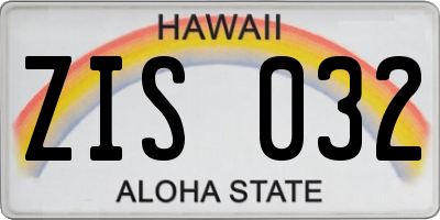 HI license plate ZIS032