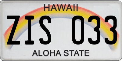 HI license plate ZIS033