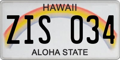 HI license plate ZIS034