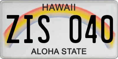 HI license plate ZIS040