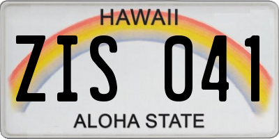HI license plate ZIS041