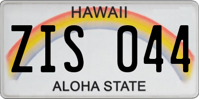HI license plate ZIS044
