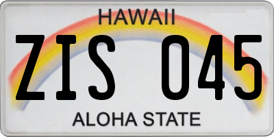 HI license plate ZIS045