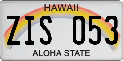 HI license plate ZIS053