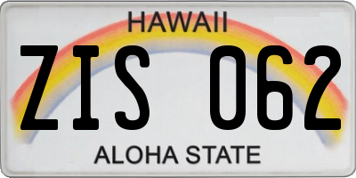 HI license plate ZIS062
