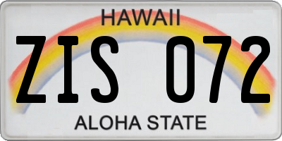 HI license plate ZIS072