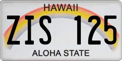 HI license plate ZIS125
